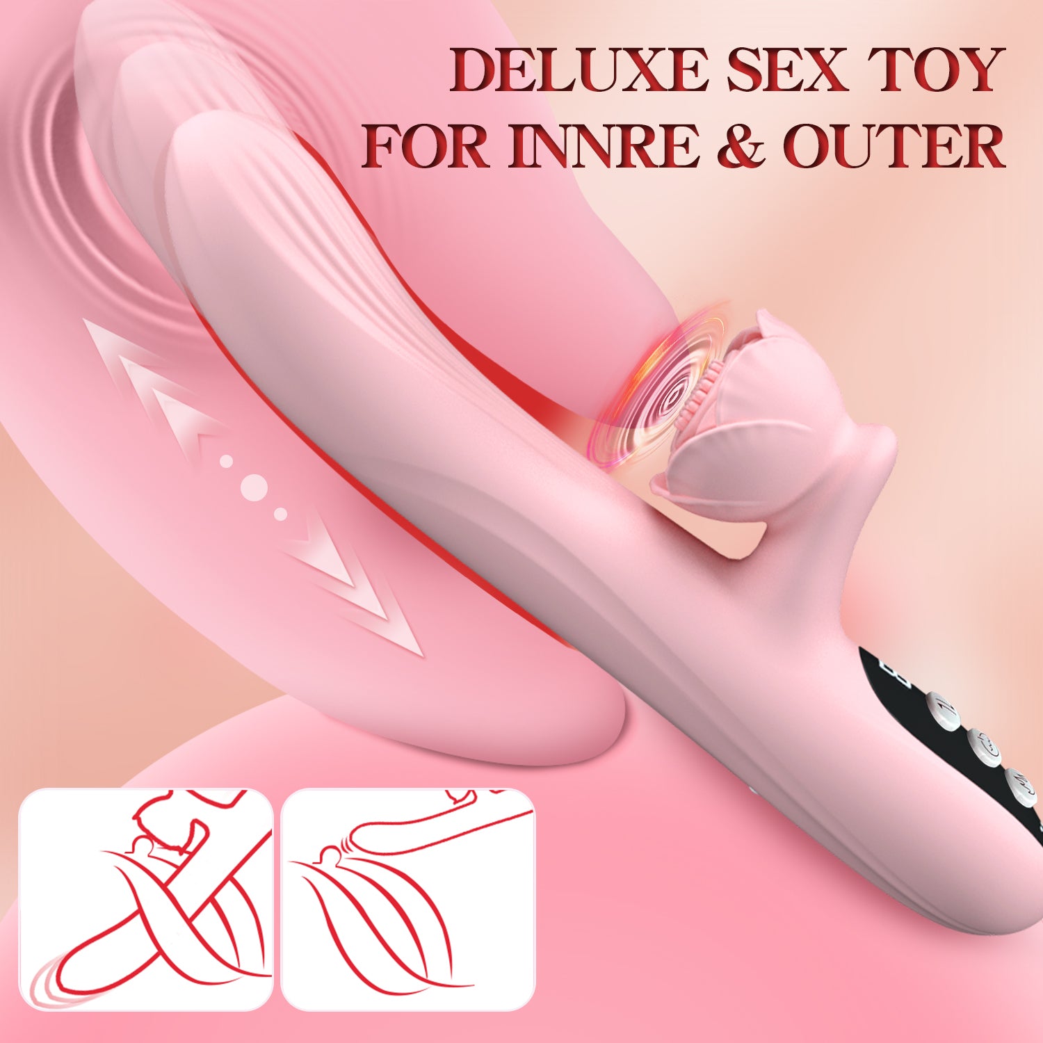 VELUXXA Rose 5-in-1 Intimate Device - Licking, Thrusting, Vibrating & Heating